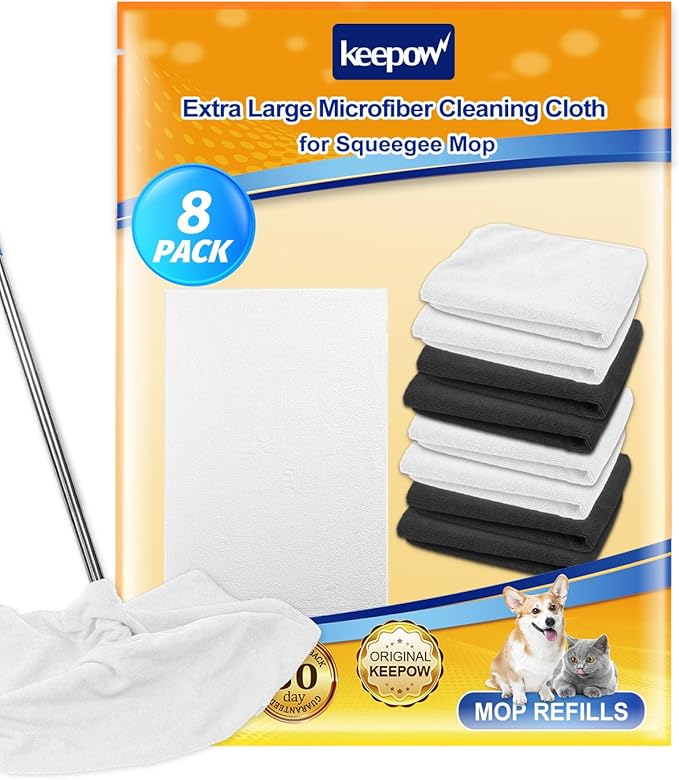 KEEPOW 8PCS Extra Large Microfiber Cleaning Cloth 30" x 20" Washable Reusable by KEEPOW