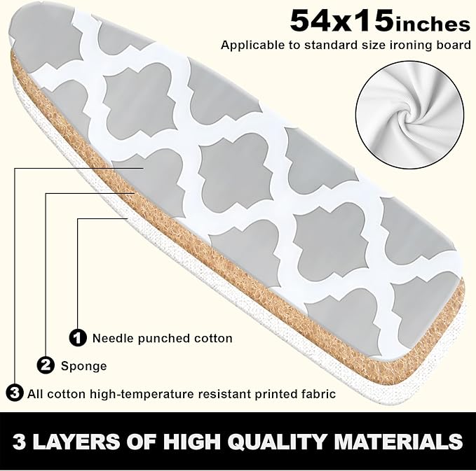 Ironing Board Cover 15x54 Inch- Standard Cotton Cover - Image 3