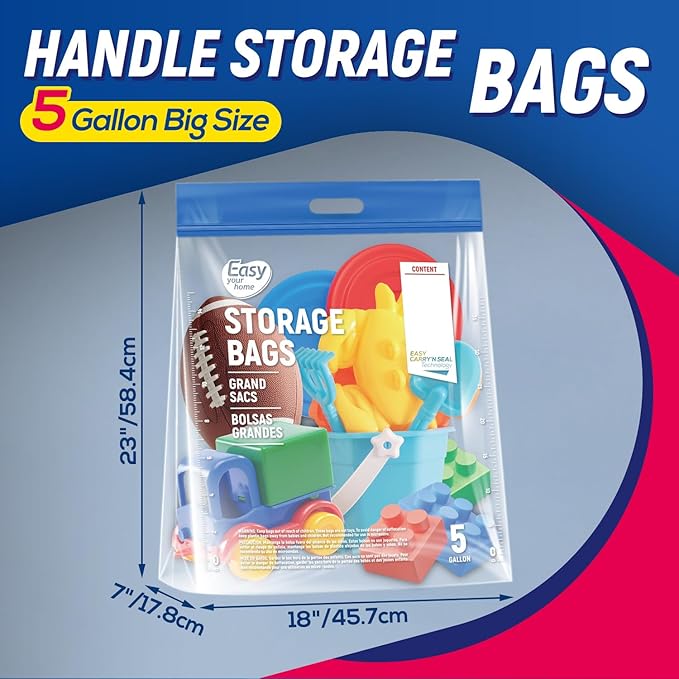 10PCS 5 Gallon Zipper Lock Plastic Bags - Image 2