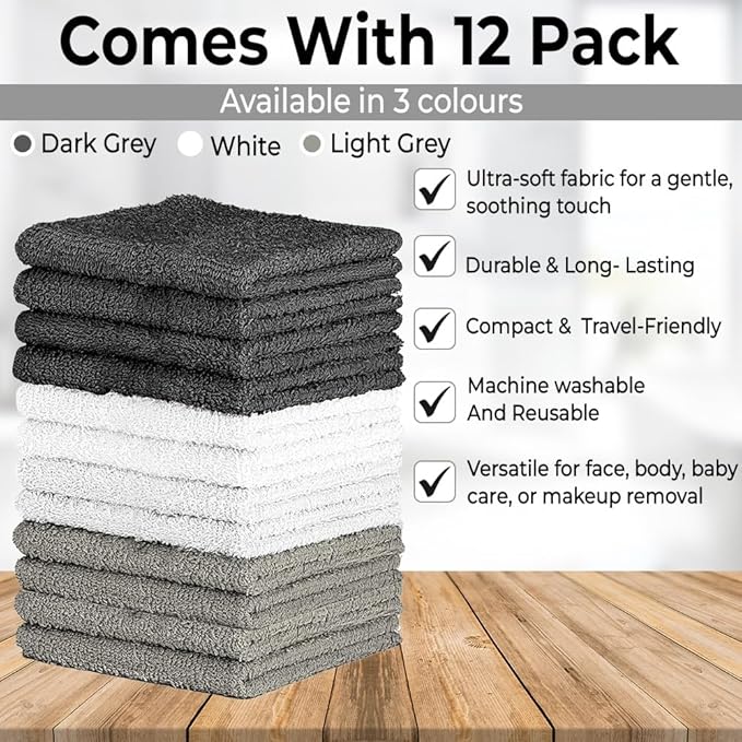 100% Cotton Washcloth Set – Soft, Absorbent Face Towels - Image 5