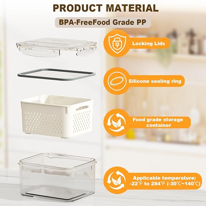 8 Pcs Fruit Storage Containers for Fridge - Image 3