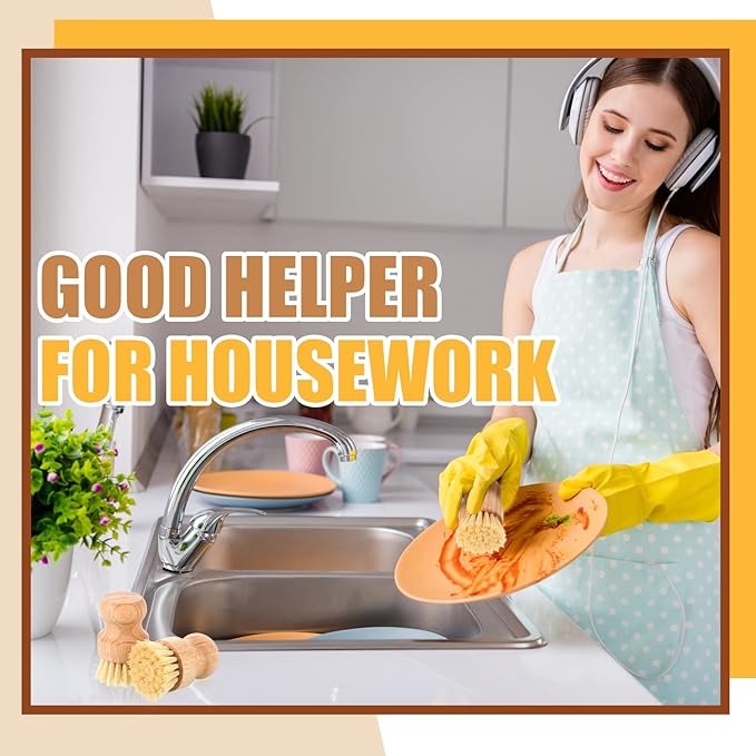 Nuenen 30 Packs Bamboo Dish Scrub Brushes Wooden Scrubbers Set Kitchen - Image 7