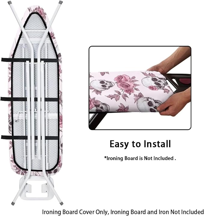 Ironing Board Covers Skull Pink Rose Stretchy Iron Board Cover and Pad - Image 4