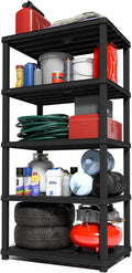 IRIS USA 5-Shelf Extra Heavy Duty Deep Plastic Storage Shelves, 1000lb Capacity, 75" H x 36" W x 24" D, Large Modular Shelving Unit Storage Organizer for Garage, Home, Warehouse & Gym, Rack - Black by IRISUSA
