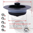Kitchen Sink Drain Strainer 3 in 1, 304 Stainless Steel Pop Up Sink Stopper - Image 3