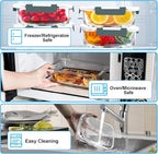 VERONES 5 Pack 36 OZ Glass Meal Prep Containers, Airtight Glass Lunch - Image 3