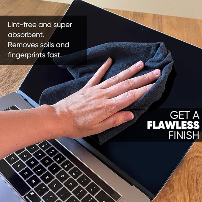 Premium Lens Screen Cleaning Cloth by Microfiber Wholesale | Black | 8”x8” | - Image 3