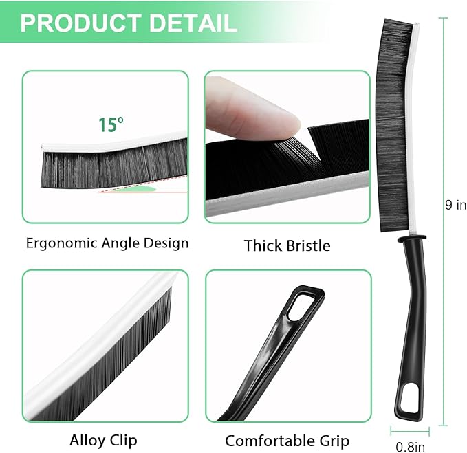Crevice Cleaning Brush, Hard Bristle Grout Scrub Brushes Tool, Straw Cleaner - Image 2