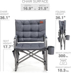EVER ADVANCED Lightweight Folding Rocking Camping Chair, Padded Portable Rocker Chair for Patio, Lawn and Outdoors, Heavy Duty Hard Armchair for Adults, Grey - Image 6