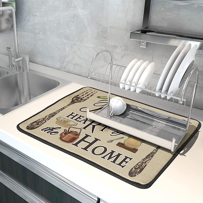 Giwawa Dish Drying Mat The Kitchen is The Heart of The Home, 18x24 inch Large - Image 6