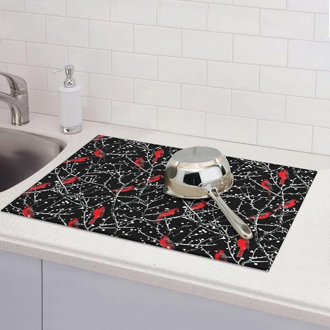 Red Bird Winter Red Cardinals Dish Drying Mat 18x24 - Image 7