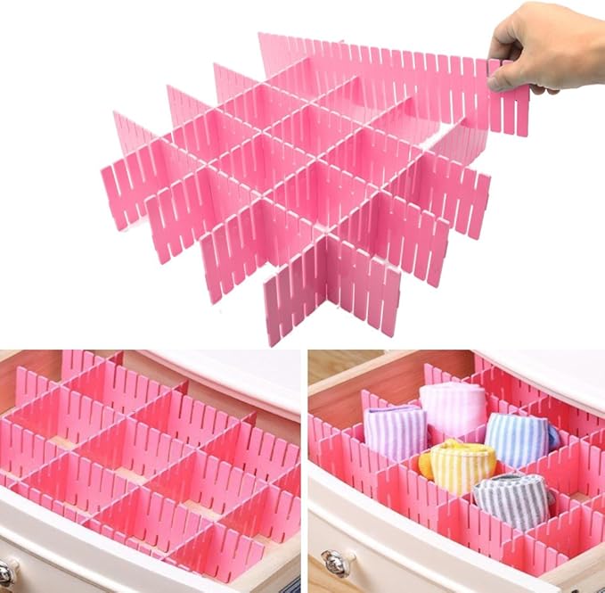 8pcs DIY Plastic Drawer Organizer Adjustable Drawer Dividers - Image 2