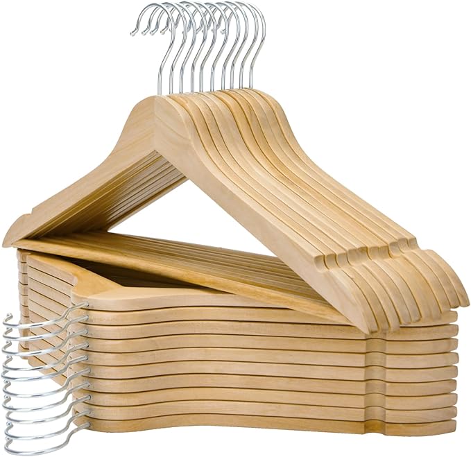 FairyHaus Wood Hangers 30 Pack, Smooth Finish Wooden Coat Suit Hangers by FairyHaus