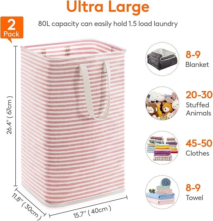 Lifewit 2 Pack Laundry Hamper Large Collapsible Laundry Baskets, Freestanding - Image 4