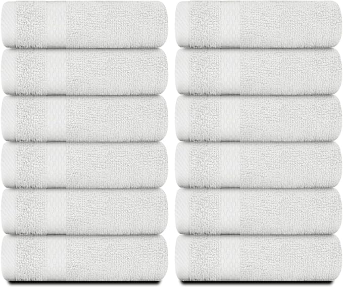 White Classic Luxury Cotton Washcloths 13x13 Inch - Image 2