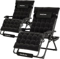 UDPATIO Oversized Zero Gravity Chair Set of 2, 33In XXL Patio Reclining Chair with Cushion, Outdoor Folding Recliner with Pillows|Cup Holder|Foot Rest|Padded Headrest, Black, Support 500LB by UDPATIO