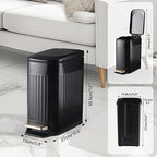 Slim Bathroom Trash Can Foot-Operated Stainless Steel Garbage Can - Image 5