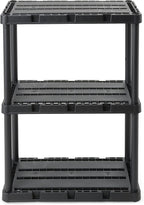 Gracious Living 4 Pack Light Duty Storage Shelves, Knect-A-Shelf 3-Shelf Ventilated Shelving Rack Organizer for Home, Garage, Basement, Laundry, Black - Image 8