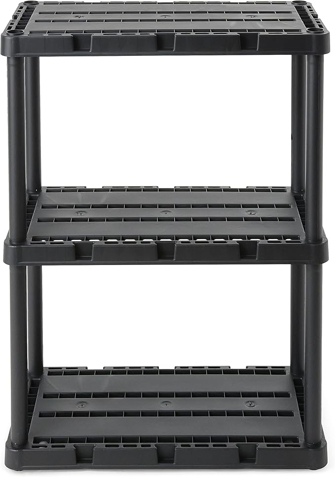 Gracious Living 4 Pack Light Duty Storage Shelves, Knect-A-Shelf 3-Shelf Ventilated Shelving Rack Organizer for Home, Garage, Basement, Laundry, Black - Image 8