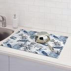 Navy Blue White Sea Turtle & Coral Dish Drying Mats - Image 3