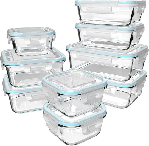 18 Piece Glass Food Storage Containers by SSALIENT