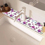 Watercolor Purple Flowers Faucet Absorbing Mat Splash Guard Draining Mat Fast - Image 2