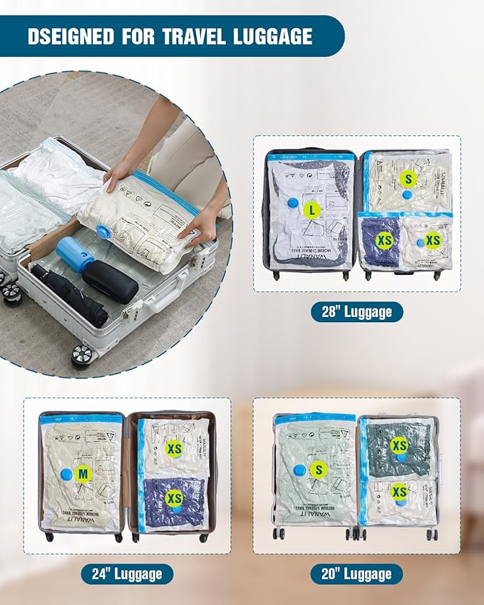 Vacuum Storage Bags for Travel, 8 Pack Vacuum Seal Bags - Image 6
