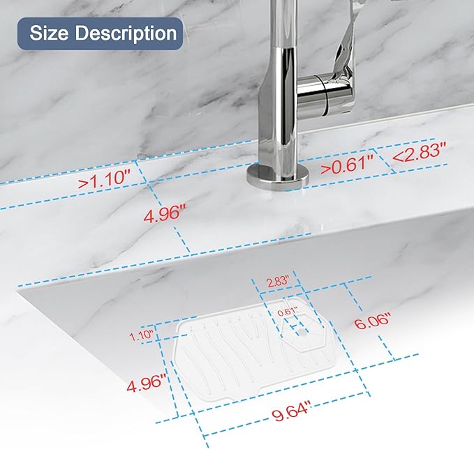 Sink Drain Mat - Unilateral Faucet Guard - Image 3