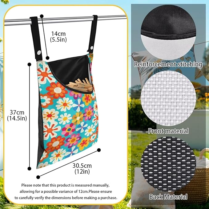 Clothespin Bag, Hanging Laundry Bag, Hanging Storage Organizer - Image 6