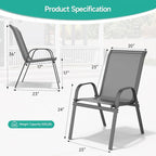 Patio Chairs Set of 6, All Weather Breathable Stackable Outdoor Dining Chairs with High Back and Wide Seat, Easily Set Up Outdoor Chairs Set of 6 with Metal Frame for Backyard Garden Pool, Grey - Image 3