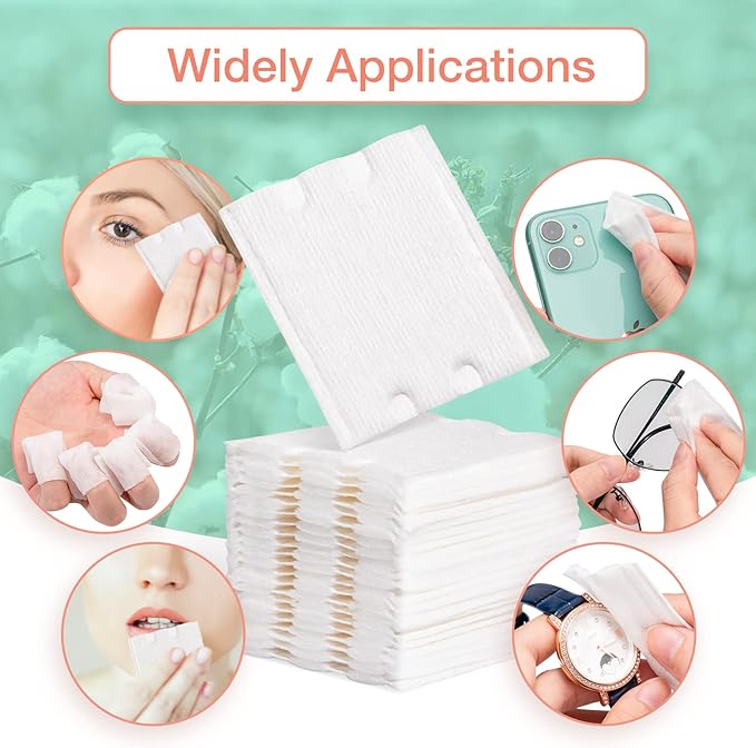 444PCS Square Cotton Pads for Face, Ultra Soft & Lint-Free & Textured, Facial - Image 2