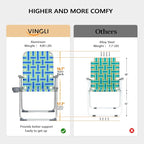 VINGLI Aluminum Patio Lawn Chairs Folding Set of 2 with Detachable Cup Holder, Webbed Beach Chair Folding Chair Outdoor Portable Camping Chair for Yard, Garden Blue alulawnchair - Image 3