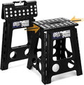 Delxo 16 Inch Folding Step Stool,Foldable Stool for Adults with Safety Lock,Portable Collapsible Plastic Stepstool,Non Slip Folding Stools for Kitchen Bathroom Bedroom Up to 400LBS,(Black 1PC) by Delxo