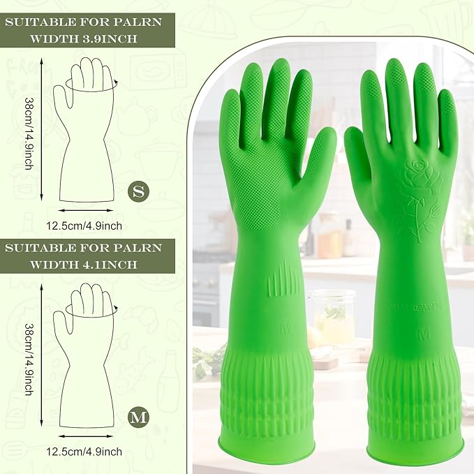 3 Pairs Rubber Dishwashing Gloves, Rubber Cleaning Gloves, Reusable Kitchen - Image 2
