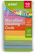 AIDEA Microfiber Cleaning Cloth, Colorful Lint-Free Vibrant Cleaning Rags by AIDEAHOME