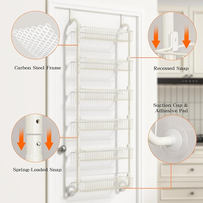 MIAOLI Over the Door Pantry Organizers and Storage, 6-Tier Spice Rack, Home & - Image 5