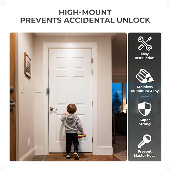 6Pack Home Security Door Reinforcement Lock, Childproof Safety Door Lock Latch - Image 4