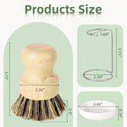Bamboo Dish Brush Set with Holder - Image 2