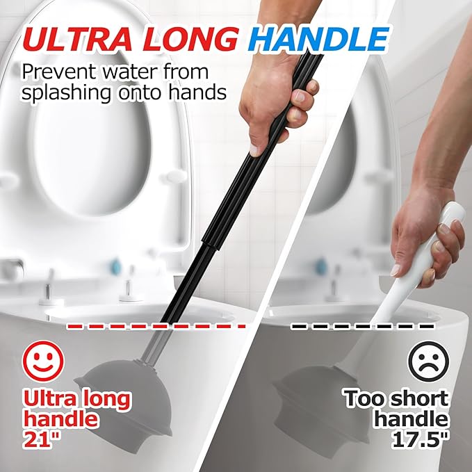 2Pack 2 in 1 Toilet Brush and Plunger Set, Toilet Bowl Brush Plunger Set - Image 2