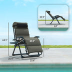 Outsunny Zero Gravity Chairs Set of 2, Reclining Folding Zero Gravity Lounge Chair, Outdoor Lounge Chairs with Removable Cushion, Headrest, and Cup Phone Holder Tray for Patio, Beach, Gray - Image 3