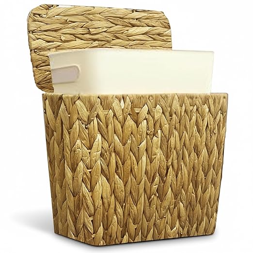 Yatmung Wicker Trash Can Small Bathroom Trash Can by Yatmung
