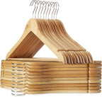 Casafield - 20 Natural Wooden Suit Hangers - Premium Lotus Wood by Casafield