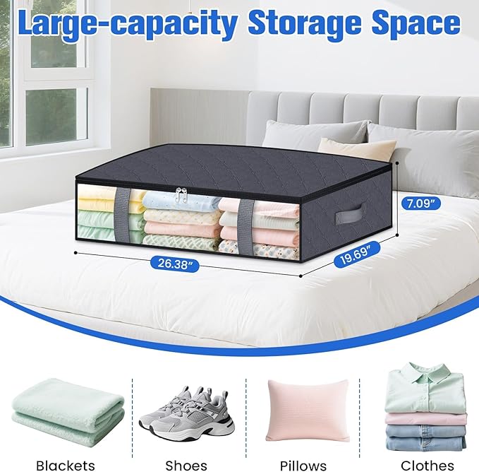 Under Bed Storage Containers, 8 Pack Blanket Storage Bags, Collapsible Storage - Image 2