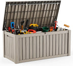 DRATO 120 Gallon Large Deck Box, Outdoor Storage Box for Patio Furniture, Patio Cushions, Gardening Tools, Pool Supplies,660lbs Weight Capacity,Waterproof Resin Storage Boxes（Gray，120 Gallon） by DRATOprovidesawarmandcozy