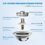 3 in 1 Kitchen Sink Drain Strainer, Universal Pop Up Stopper - Image 3