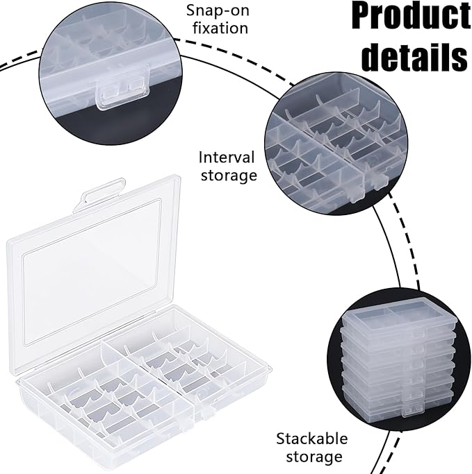 6 Pack Battery Organizer for AA/AAA Batteries, 10-Slot Battery Storage Box - Image 2