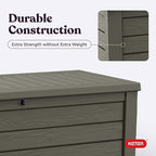 Keter Westwood 150 Gallon Resin Large Outdoor Storage Box for Patio Furniture, Outdoor Cushions, Garden Tools and Pool Floats, Taupe - Image 7