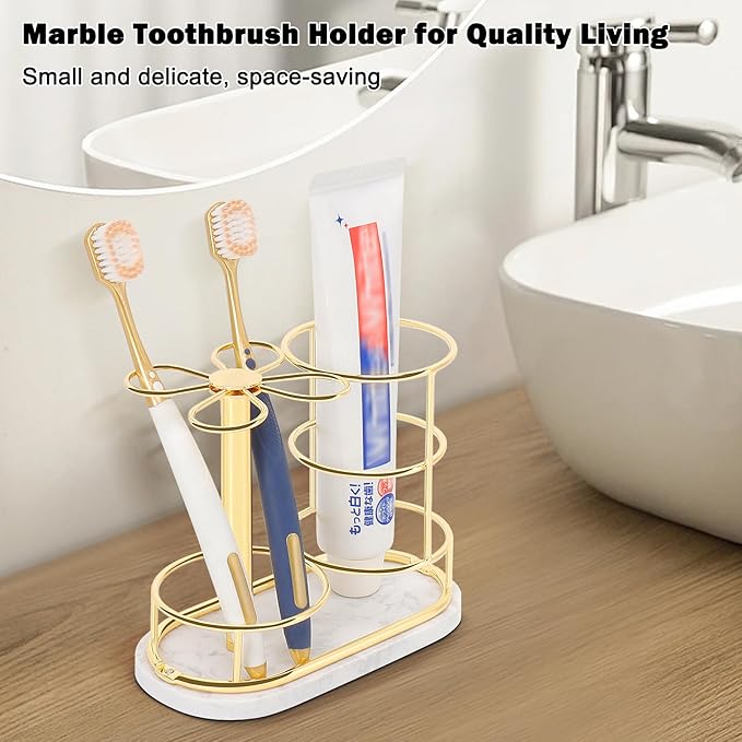 HarJue Toothbrush Holder Stand for Bathroom, Metal Toothbrush Organizer - Image 8