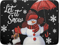 Black Snowman Dish Drying Mats for Kitchen Counter, Winter Snowflake Dish Mat by Kawani
