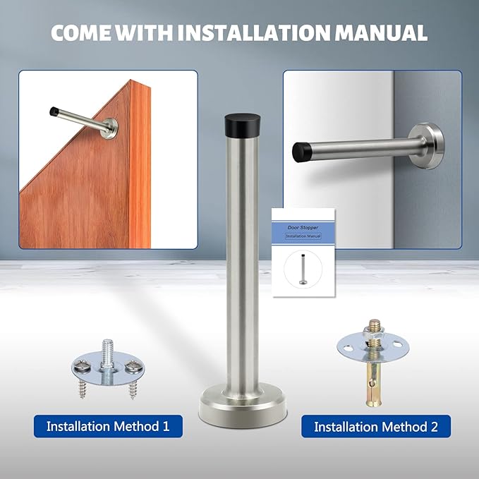 Door Stops, 4 Inch Long Door Stopper Wall Mounted, Stainless Steel, Brushed - Image 7
